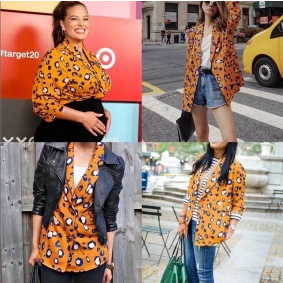 3.1 PHILLIP LIM Target Orange and Blue Leopard Print Patterned Blazer Sz XL NWOT - Picture 3 of 16